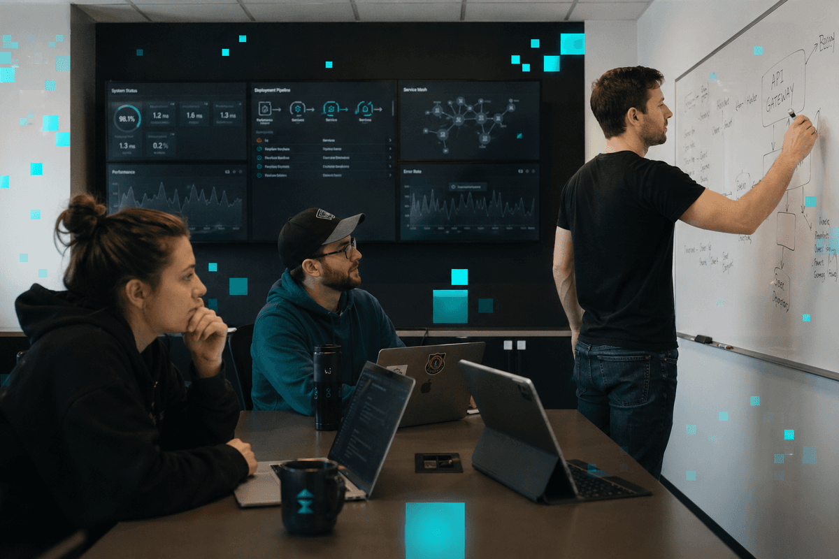 Operations team at work in a real corporate environment.